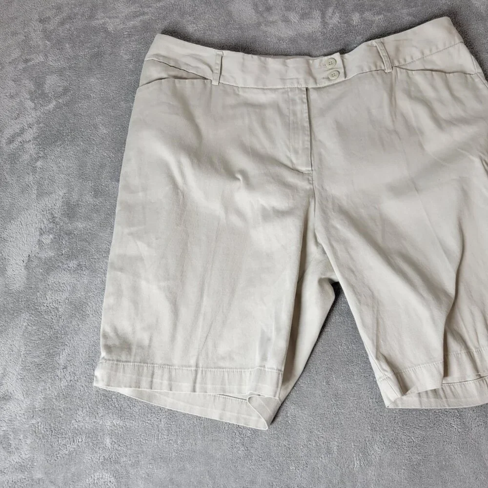 George Womens Shorts 18 Plus Beige Zip Fly London Fit Lightweight Casual B12E
